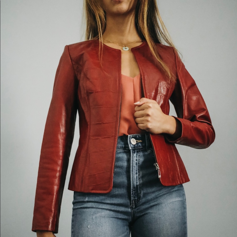 Red leather jacket